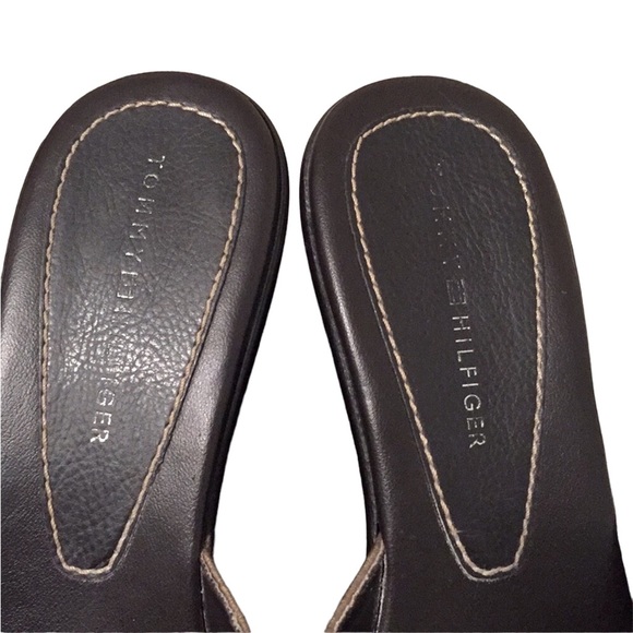 Tommy Hilfiger Greer Metallic Gold Leather Wedges Sandals Platforms Sz 8M - Picture 7 of 8